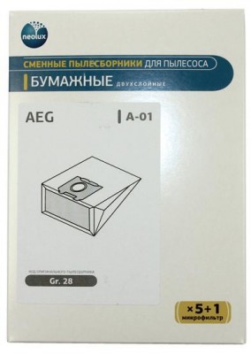 Бумажные пылесборники Neolux A-01 для пылесосов AEG тип GR28 