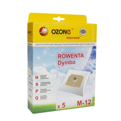 Синтетические мешки-пылесборники Ozone M-12 microne для пылесосов ROWENTA DYMBO 
