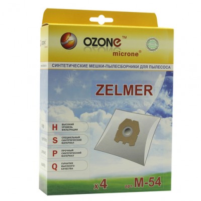Синтетические мешки-пылесборники Ozone M-54 microne для пылесосов ZELMER тип ZVCA200B (49.4100) 