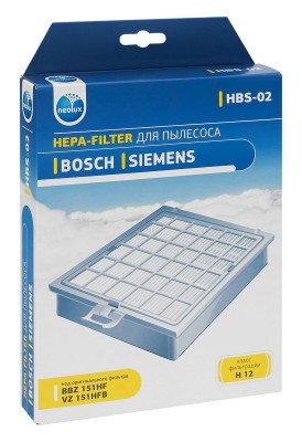 HEPA фильтр Neolux HBS-02 тип BBZ151HF Фильтр HEPA Neolux HBS-02 для пылесосов BOSCH серии BSG8.. Тип оригинального фильтра BBZ151HF. Фильтр Neolux обеспечивает высокоэффективную очистку воздуха. HEPA-фильтр рекомендуется заменять один-два раза в год - в зависимости от интенсивности эксплуатации.