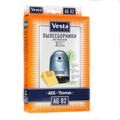 Бумажные пылесборники Vesta Filter AG 02 для пылесосов AEG тип GR28 Мешки для пылесосов VESTA FILTER AG 02 из специальной двухслойной фильтровальной целлюлозы (бумаги) для пылесосов AEG VAMPYR
Мешки-пылесборники VESTA FILTER AG 02 являются двухступенчатым фильтром из экологически чистой целлюлозы. Обеспечивают максимальную безопасность Вашего пылесоса и чистоту воздуха в помещении. В комплектацию упаковки входит 5 бумажных пылесборников.